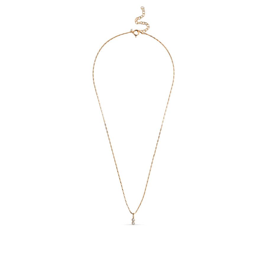 Enamel Twin Necklace - Forgyldt Halskæde Med Zirkoner - N129G - Halskæde - N129G