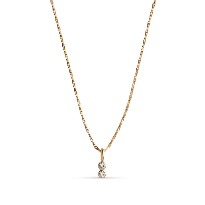 Enamel Twin Necklace - Forgyldt Halskæde Med Zirkoner - N129G - Halskæde - N129G