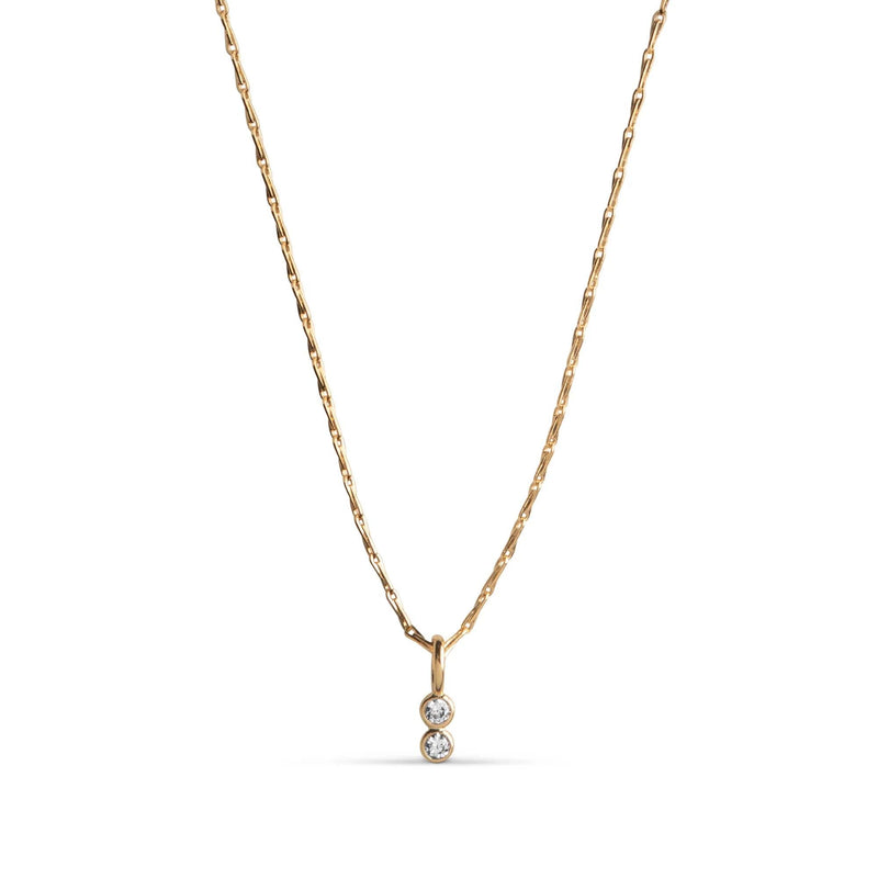 Enamel Twin Necklace - Forgyldt Halskæde Med Zirkoner - N129G - Halskæde - N129G