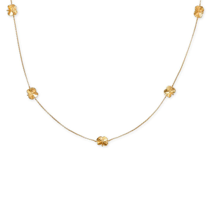 Flora Danica Fyrklöver Halsband med femklöver i polerad guldpläterad look, modell FLC-NELO-G-1.