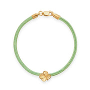 Flora Danica Fyrklöver sidenarmband ljusgrönt - guldpläterat