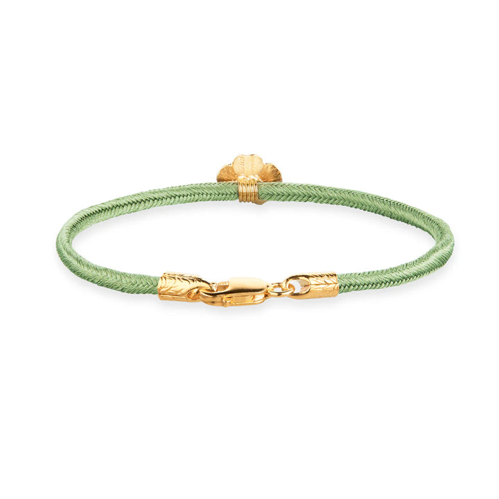 Flora Danica Firklover Silk Armband ljusgrönt förgyllt med gulddetaljer, Modell 907-flc-silke-lightgreen-g-001-2.