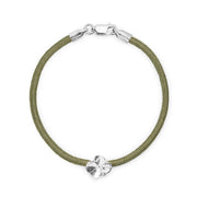 Flora Danica Four Leaf Clover Silk Armband Olive - Silver