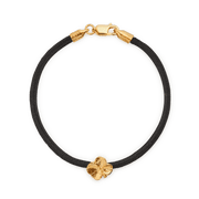 Flora Danica Fyrklöver sidenarmband Svart - Guldpläterad