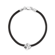 Flora Danica Fyrklöver sidenarmband Svart - Silver