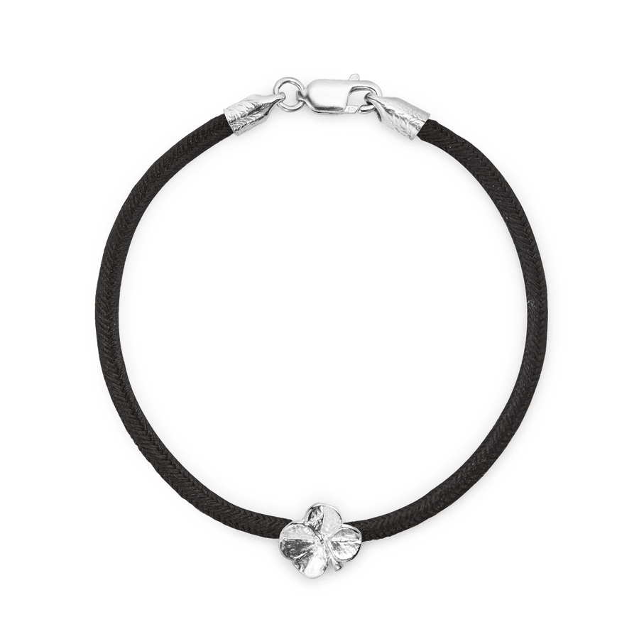 Flora Danica Firkløver Silke Armbånd Sort - Sølv - Armbånd - 907.FLC-SILK-BLACK-S-001