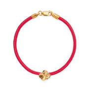 Flora Danica Fyrklöver siden Armband Korallröd