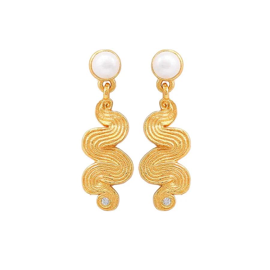 Hultquist Copenhagen Audrey Pearl Forgyldte Ørestikker - Øreringe - S08586G