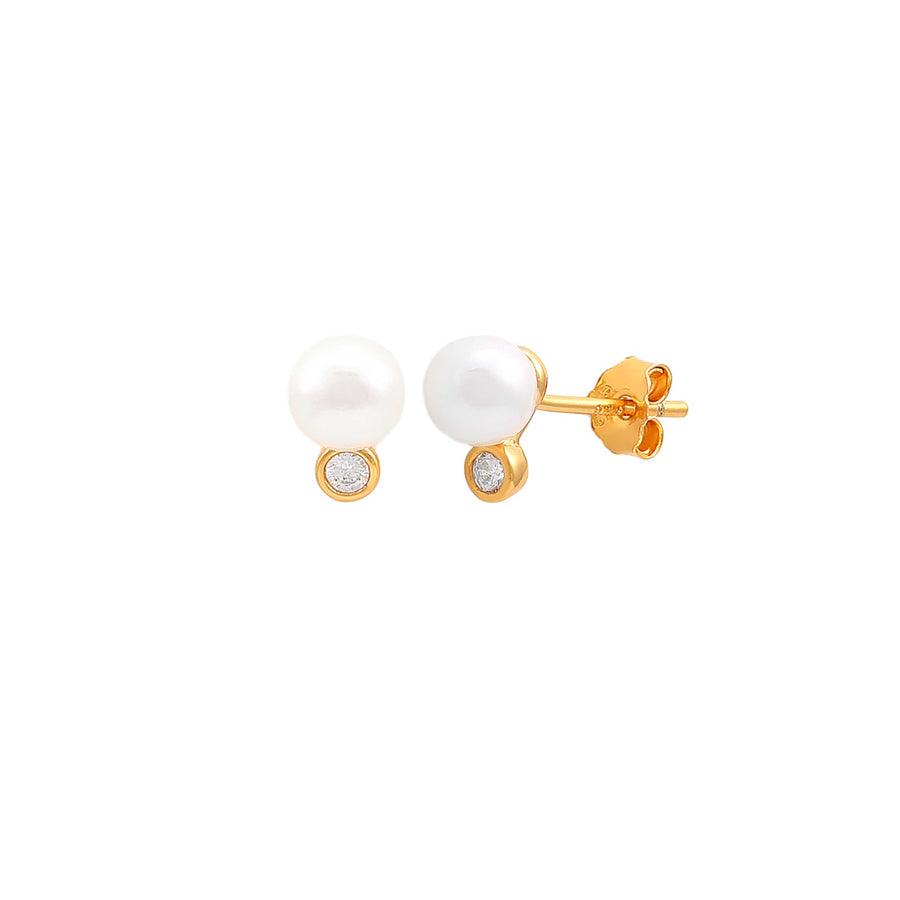 Hultquist Copenhagen Harper Pearl Forgyldte Ørestikker - Øreringe - S08605G