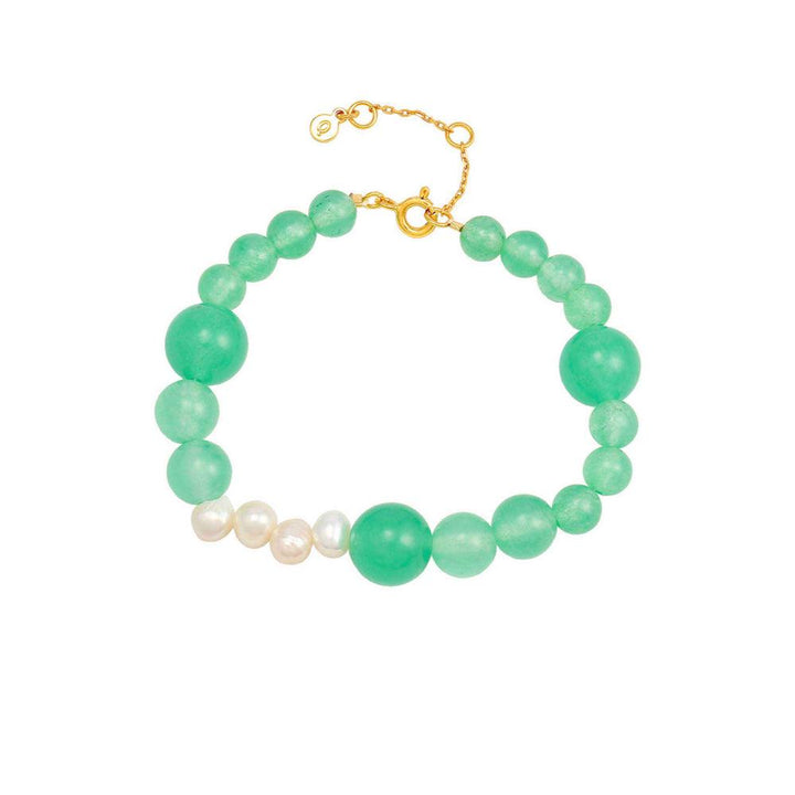 Hultquist Copenhagen Mia Green Pearl Armband med gröna pärlor och vita sötvattenspärlor, modell S08535G-2