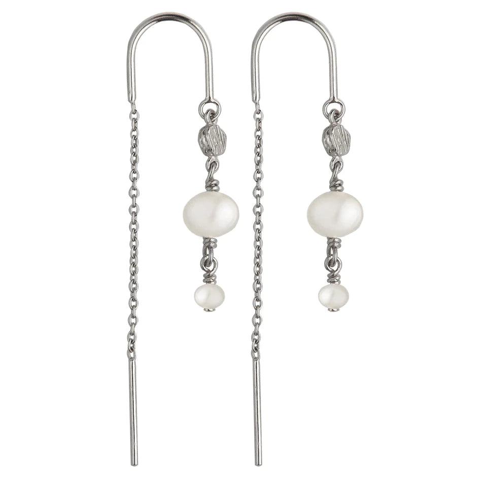 Jeberg Cordelia Pearl Chain Sølv Øreringe - Øreringe - 52702