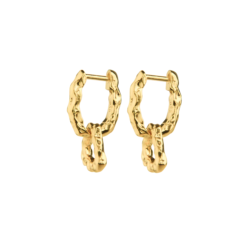 Jeberg Jewellery Pirouette Double Hoops i guldpläterat silver, blank strukturerad yta. Modell 52840-1