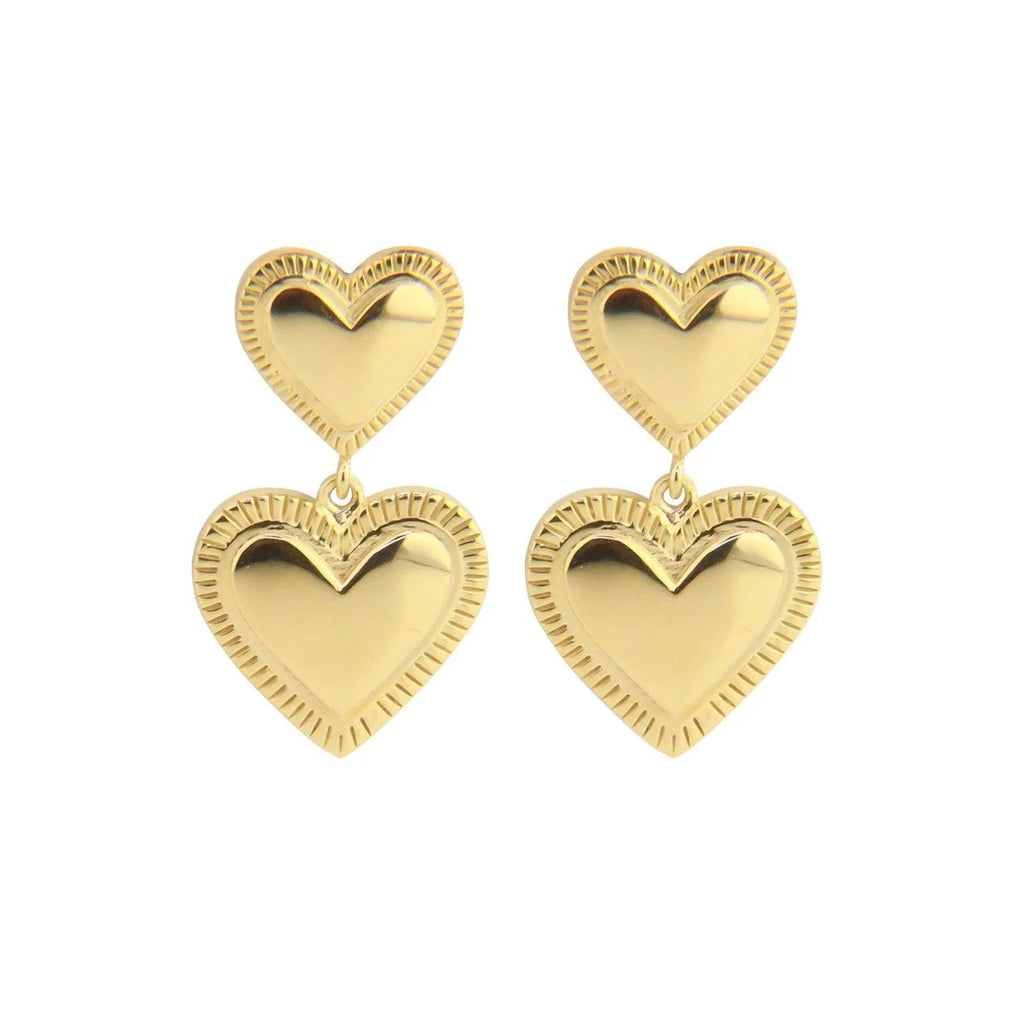 Jeberg Jewellry Rouge Noir Plain Heart Forgyldt Øreringe - Øreringe - 52905