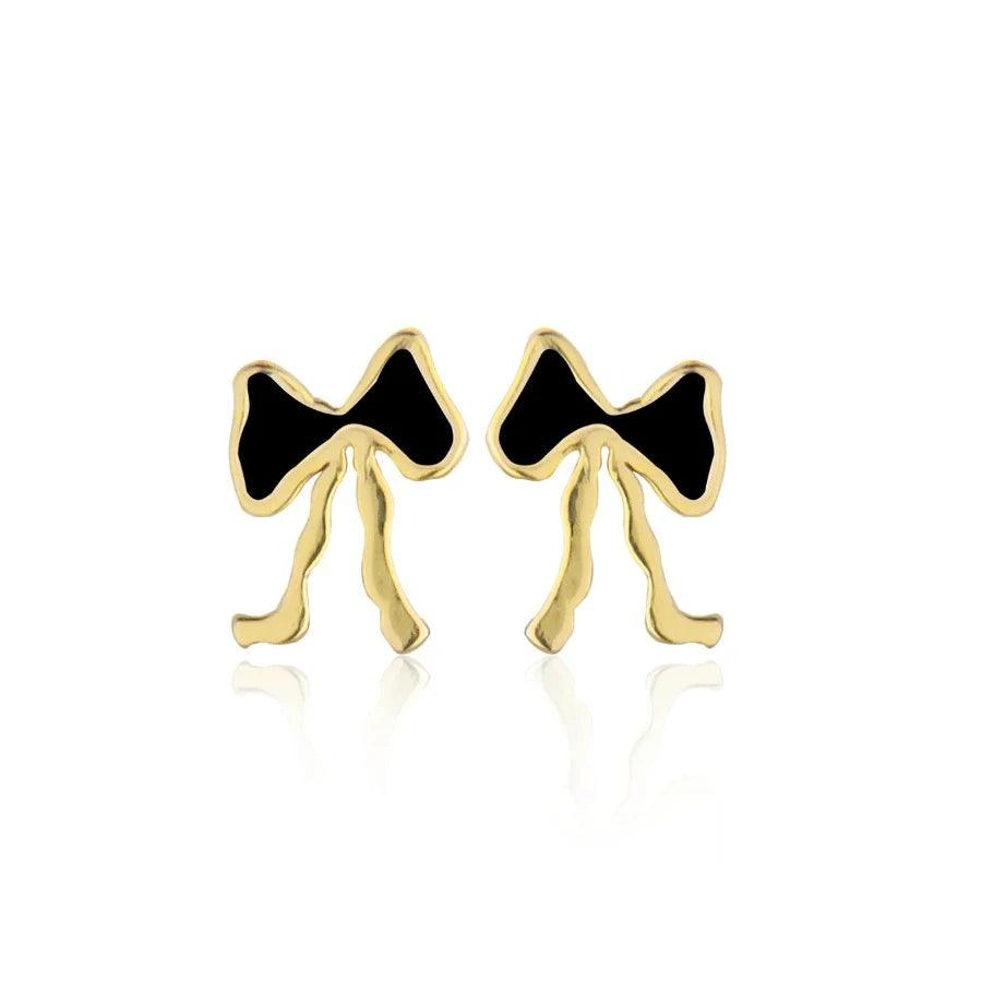 Jeberg Petite Bow Black Stud - Sløjfe Ørestikker - Øreringe - 52805