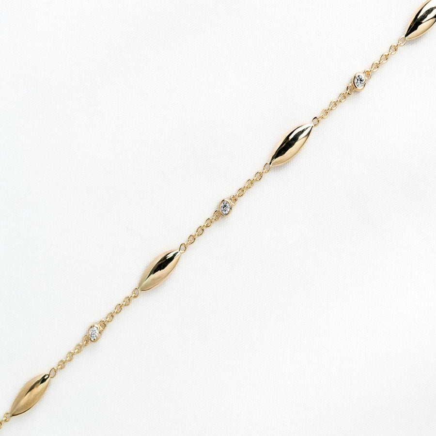 Nuran Leaves 14kt Armbånd 0.10ct W.Si - Armbånd - B2512-010-RG