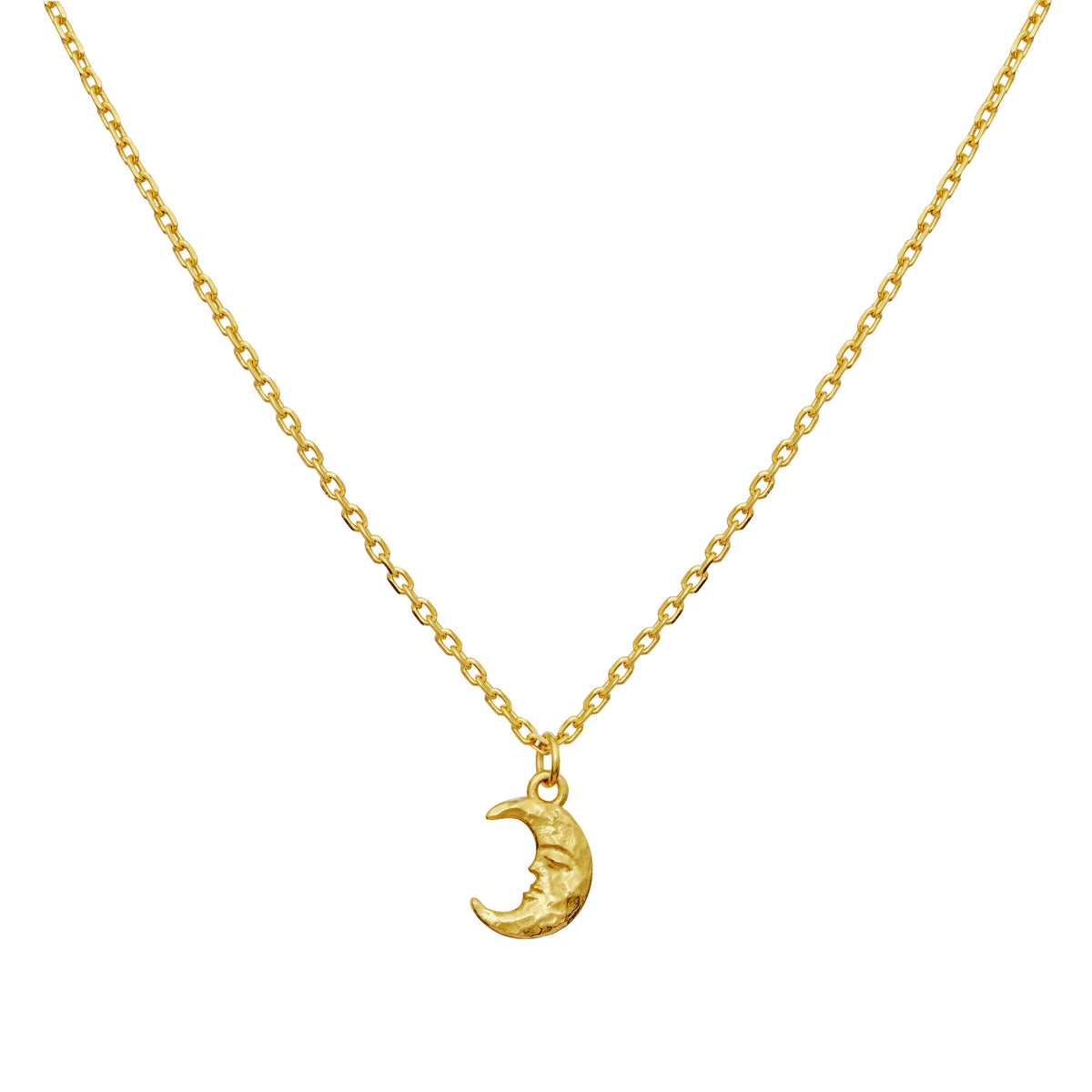 Maanesten Aila guldpläterat halsband visar en elegant guldfärgad kedja med månhänge, modell 2805a-1.