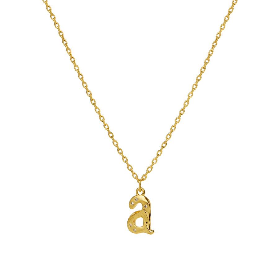 Maanesten Alphabet Letter Halskæde Forgyldt - Bogstavs Vedhæng A-Z - Halskæde - 2744A-001