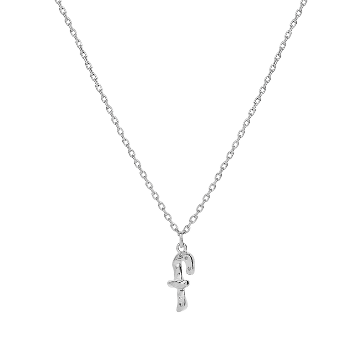 maanesten-alphabet letter halskæde sølv kæde med bogstavsvedhæng, blank overflade. Model 2744c-006-8