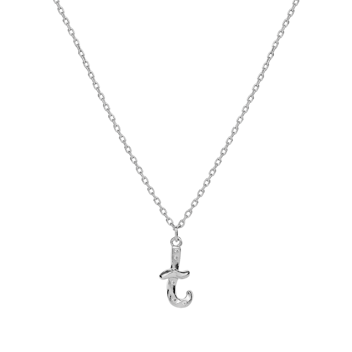 Maanesten Alphabet Letter Halskæde Sølv bogstavsvedhæng i blankt sølv med bogstavet T, Model 2744c-019-20