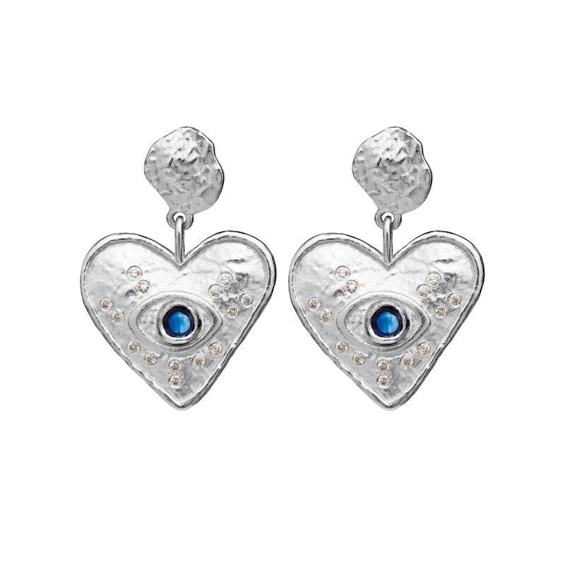 Maanesten Constantine Örhängen i silver med hjärtform och blå sten i mitten, Modell 9850c-9850c-1.