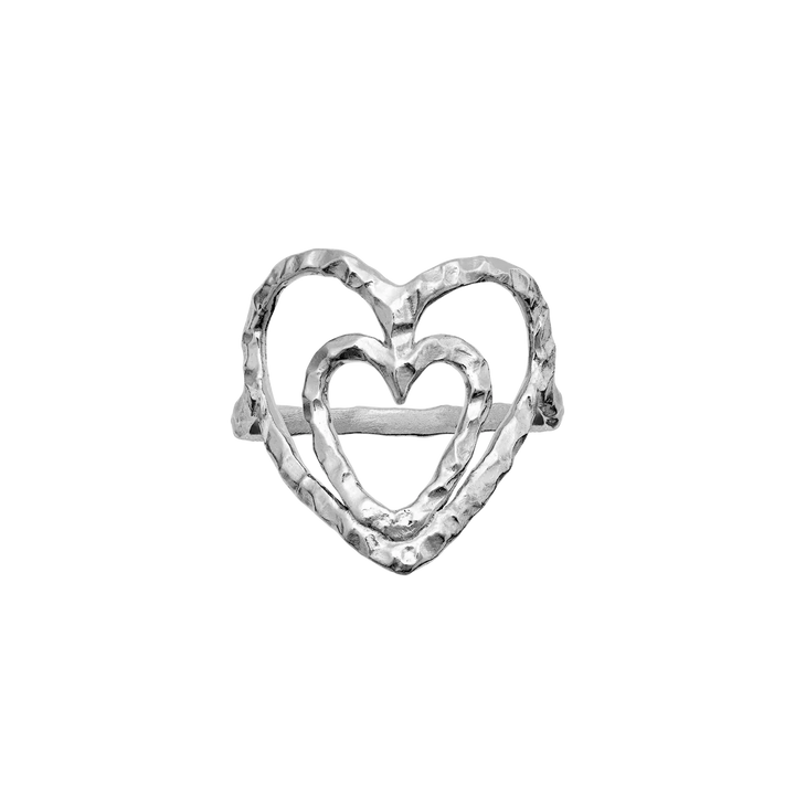 Moonstone Felicity hjärtring i silver med hamrad yta i öppen design, modell 4880c-001-1.