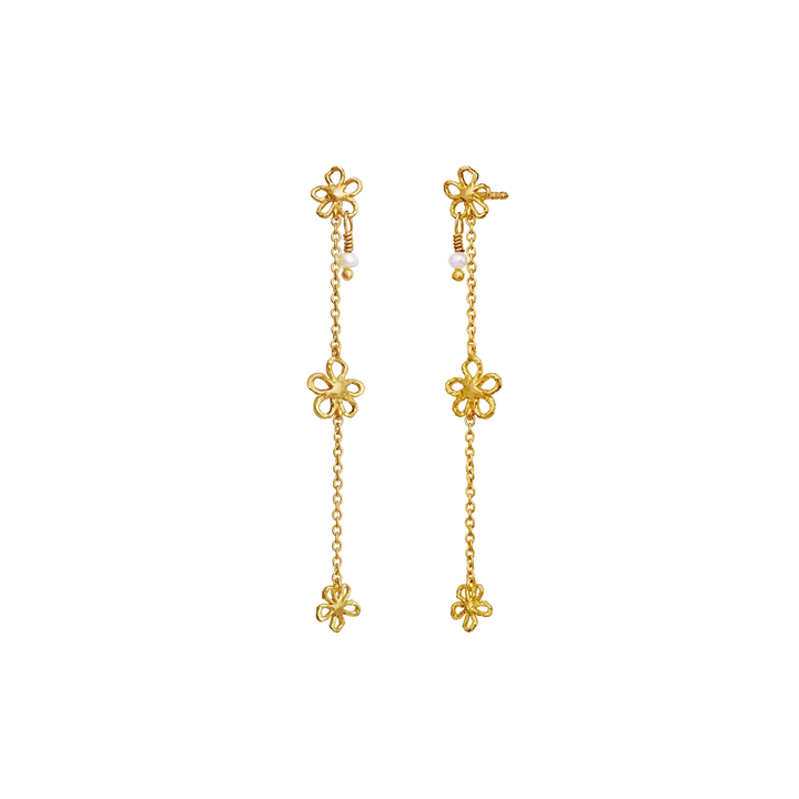 Maanesten Felixa guldpläterade örhängen med blomdetaljer och kedja, elegant design Modell 10094a-2