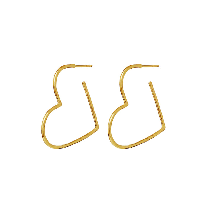 månsten-laia-grande-guldpläterade-hjärtörhängen, öppna guldpläterade hjärtformade örhängen, enkel stil. Modell 10042a-1