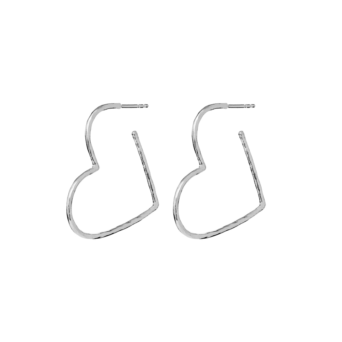 maanesten laia grande silver hjärta örhängen, omslagsbild med blank, organisk form, modell 10042c