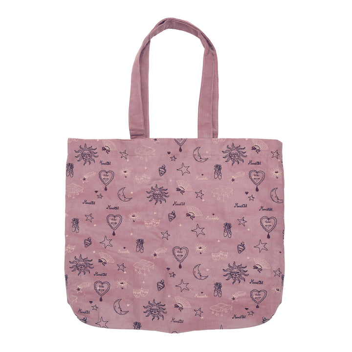 Maanesten Magic Corduroy Totebag Theatre Magical Purple med lila sammet och magiska motiv, modell 4102-1