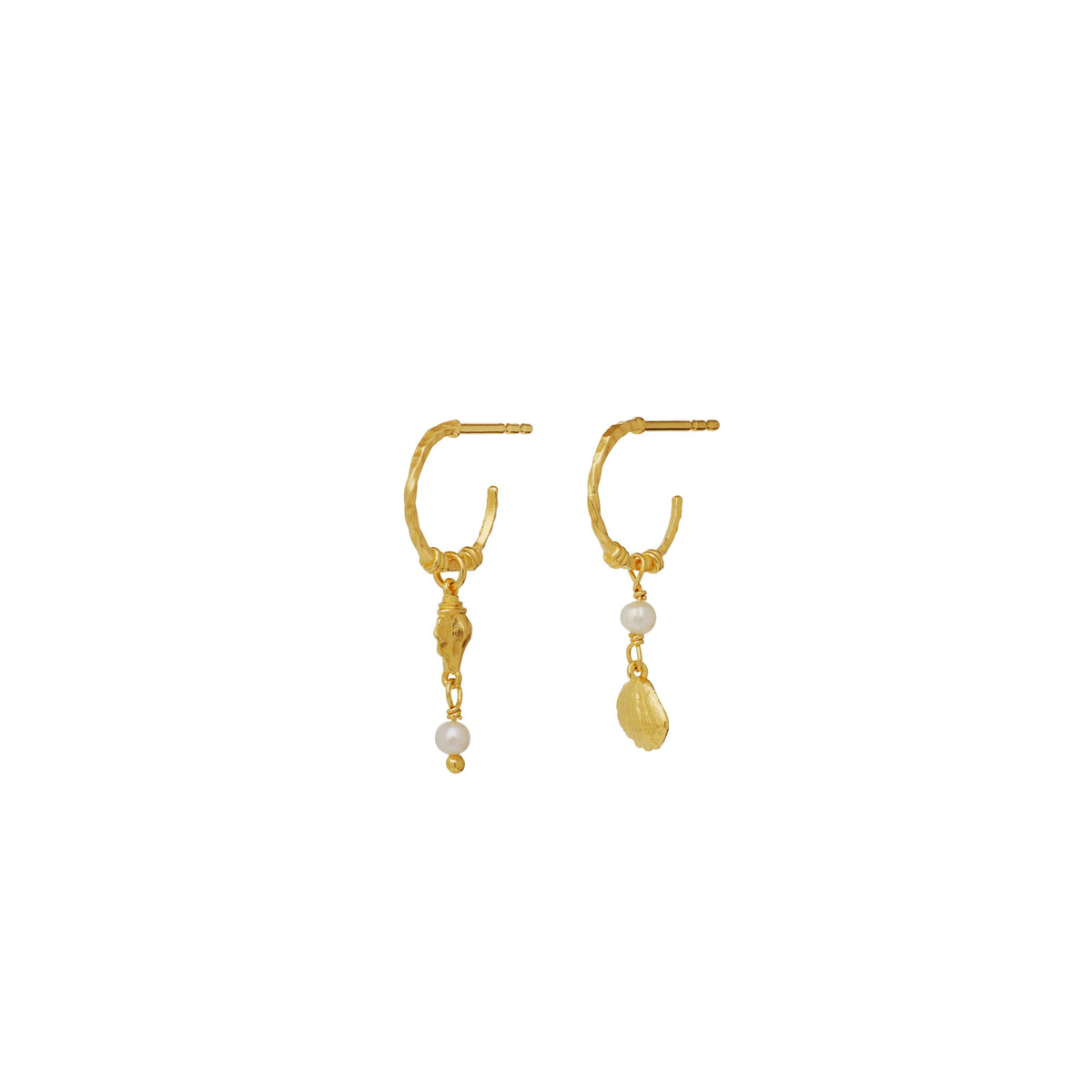 Maanesten Ophelia Forgyldte Hoops m. Muslingemotiver - Øreringe - 9977A