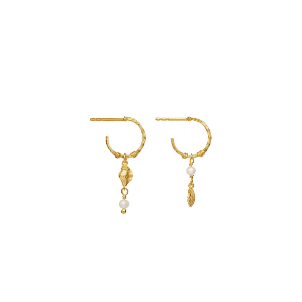 Maanesten Ophelia Forgyldte Hoops m. Muslingemotiver - Øreringe - 9977A