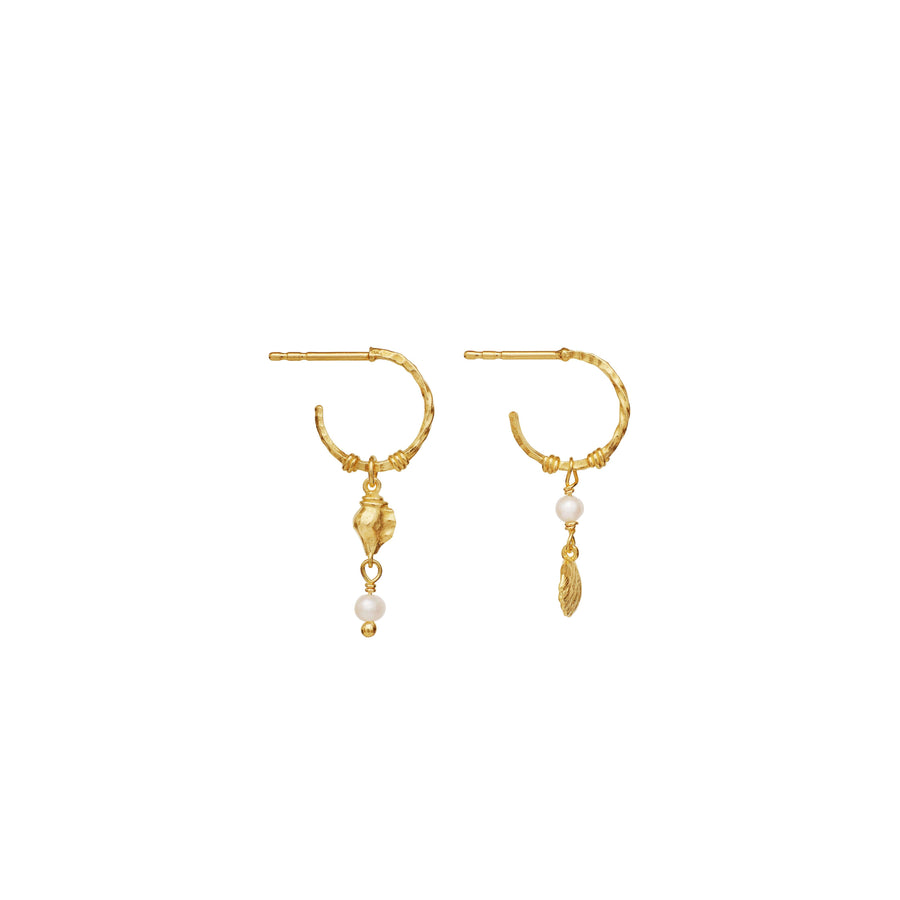 Maanesten Ophelia Forgyldte Hoops m. Muslingemotiver - Øreringe - 9977A