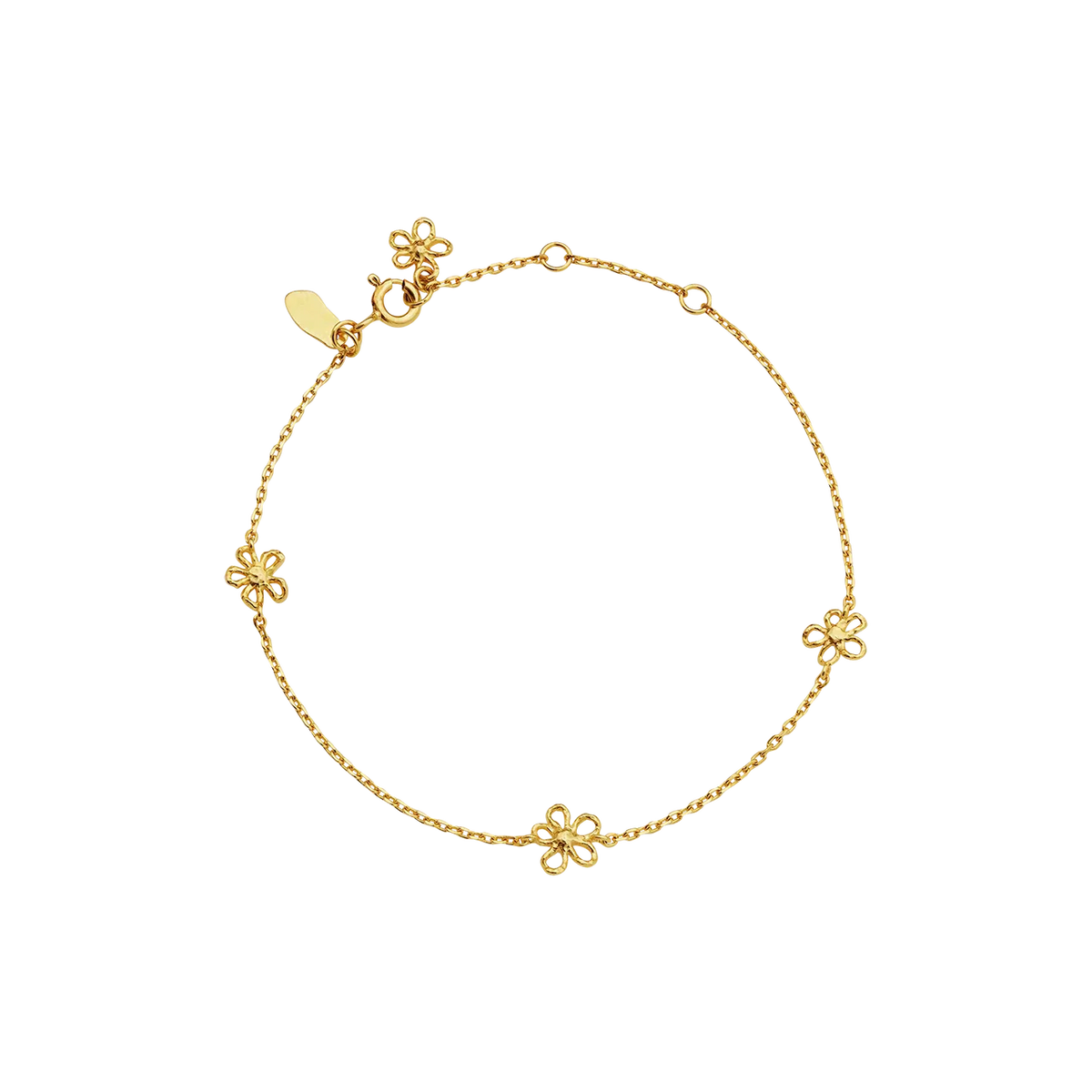 maanesten-salwa-guldpläterat-armband med blommor, elegant armband i guld med små blomdetaljer. Modell 8699a-1