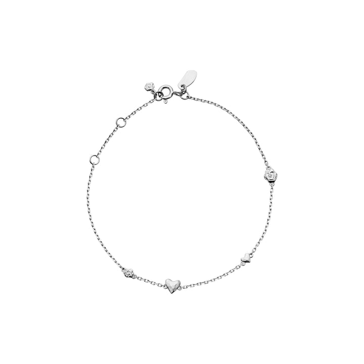 maanesten-scarlett-guldpläterat-armband-med-hjärtan, elegant armband i silverlook med små hjärtan, modell 8682c-1