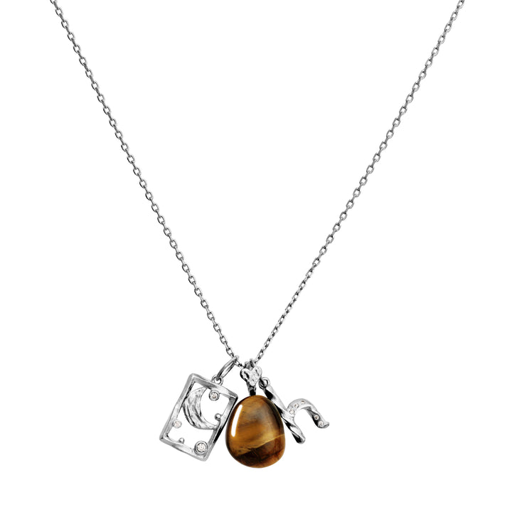 Maanesten Tiger Eye Earth Spirit Pendant hänge i silver med brun tigeröga sten, modell 2830c-2
