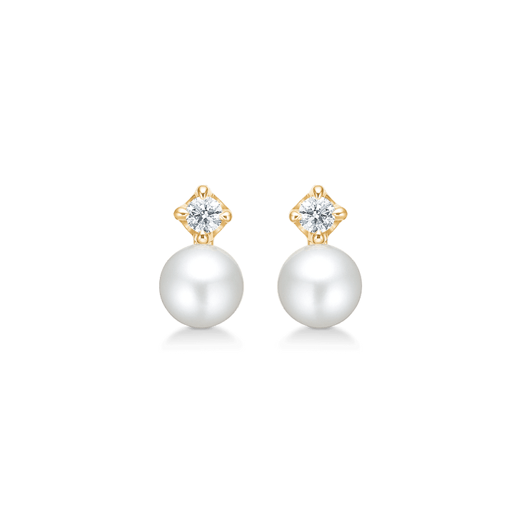 Mads Z 14kt Crown Pearl Ørestikker 0.09ct W.Si - Øreringe - 1513709
