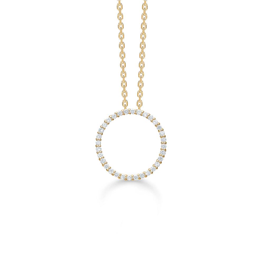 Mads Z 14kt Diamond Halo Pendel 0.20ct W/SI, cirkelhänge i gult guld med små diamanter. Model 1531026-1