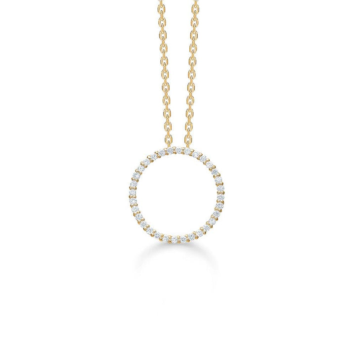 Mads Z 14kt Diamond Halo Pendel 0.20ct W/SI, cirkelhänge i gult guld med små diamanter. Model 1531026-1