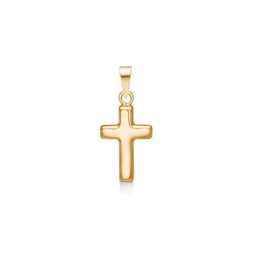 Mads Z 14kt Gold Cross 15mm hänge i ljust guld med en enkel, klassisk form. Modell 8530540-1