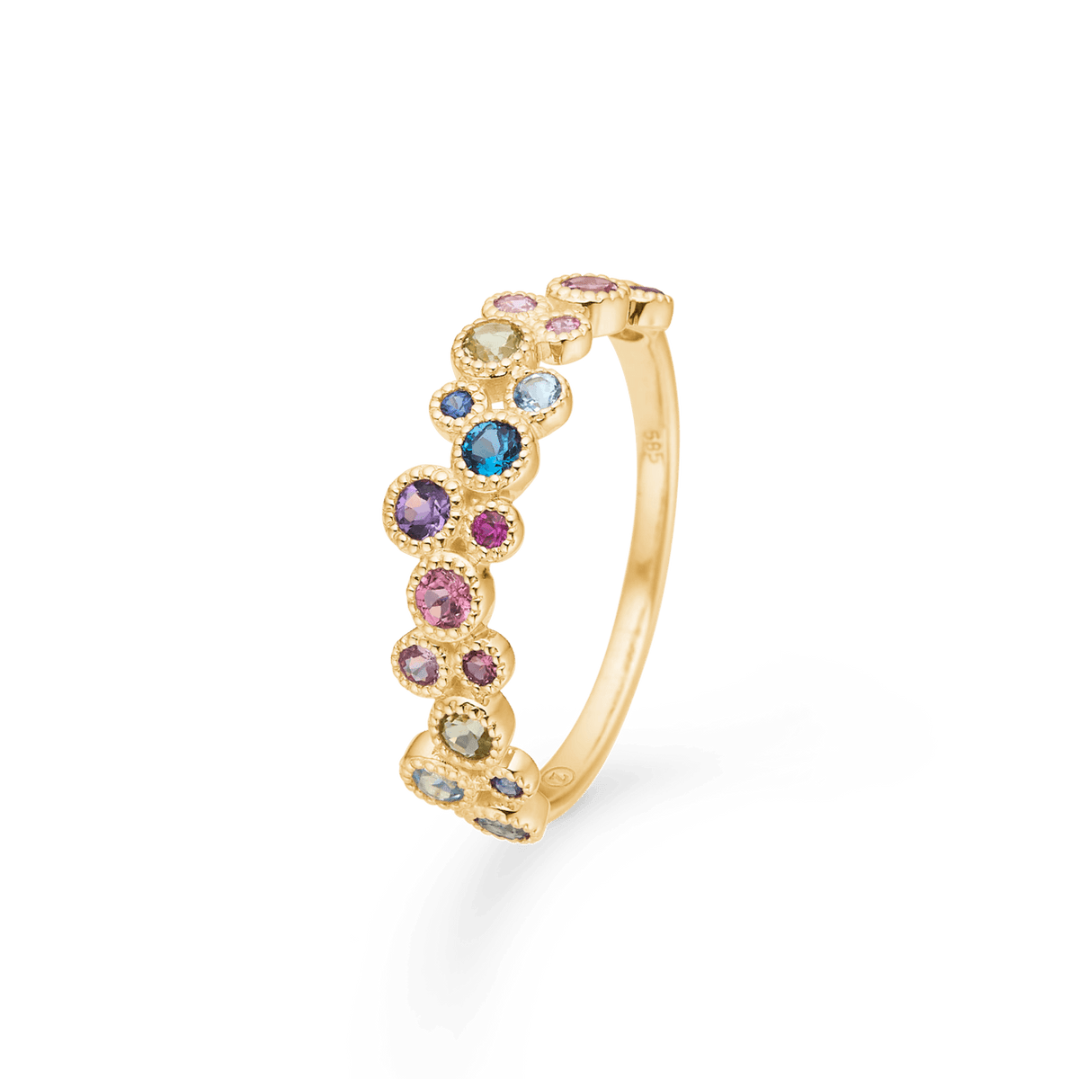 Mads Z 14kt Luxury Rainbow Petite Ring med färgade stenar i guld, vackert detaljerad. Modell 1544066-001-1