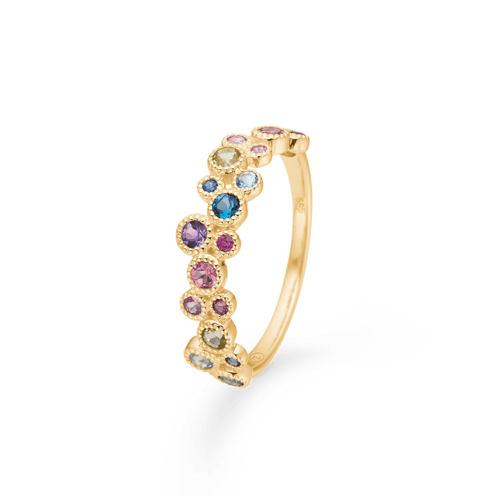 Mads Z 14kt Luxury Rainbow Petite Ring med färgade stenar i guld, vackert detaljerad. Modell 1544066-001-1