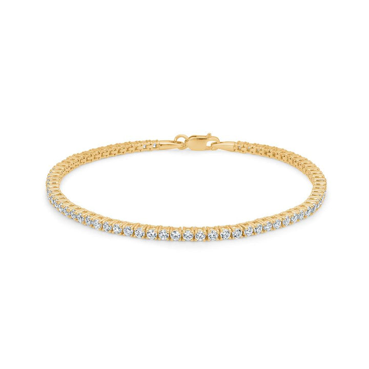 Mads Z 8kt tennisarmband med zirconia i guldlook, elegant detalj, modell 3357004-001