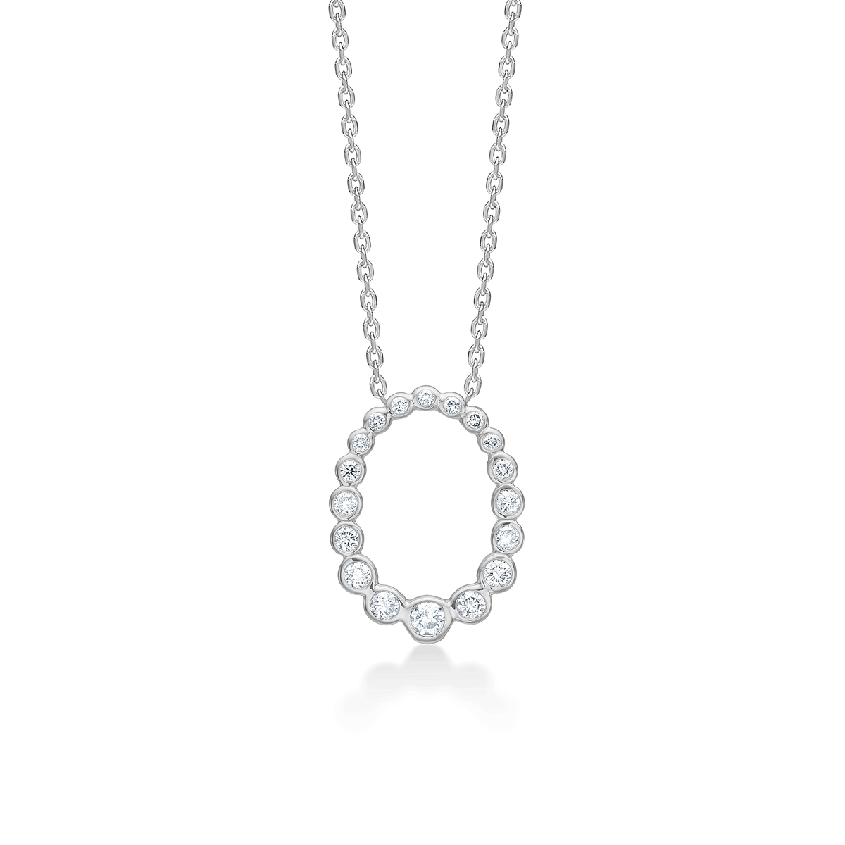 Mads Z Auroras Kiss silverhalsband med vit topas i rund inramning, modell 2126115-1.