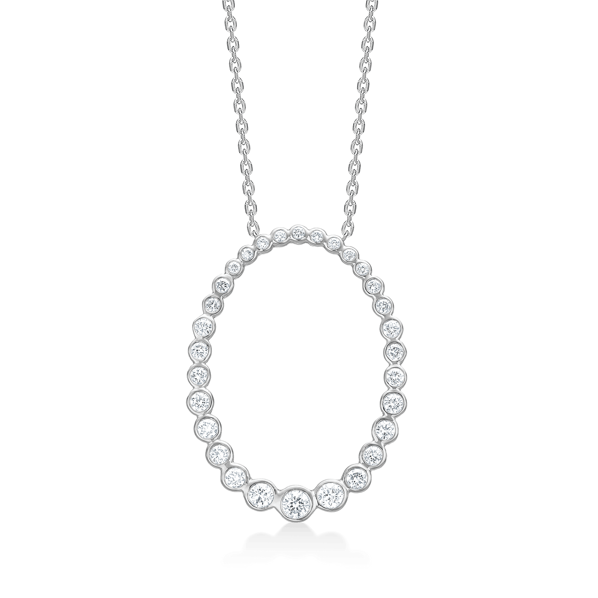 Mads Z Auroras Kiss silverhalsband med vit topas, ovalt hänge i facetterad stil. Modell 2126116-1