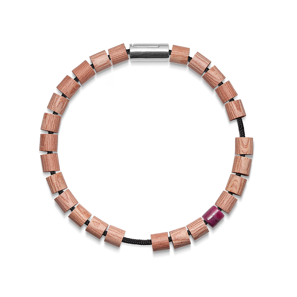 Mads Z Black Sun Cape Hatteras Lighthouse armband med träpärlor och en lila detalj, modell 5159006-001