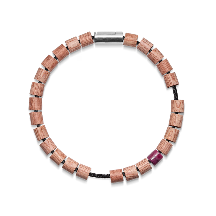 Mads Z Black Sun Cape Hatteras Lighthouse armband med träpärlor och en lila detalj, modell 5159006-001