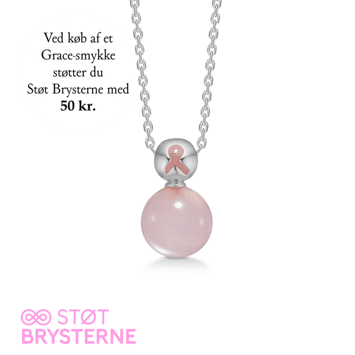Mads Z Grace Breast Cancer Campaign 2024 silverhalsband med rosa kula och rosa rosett, modell 2126201-1.