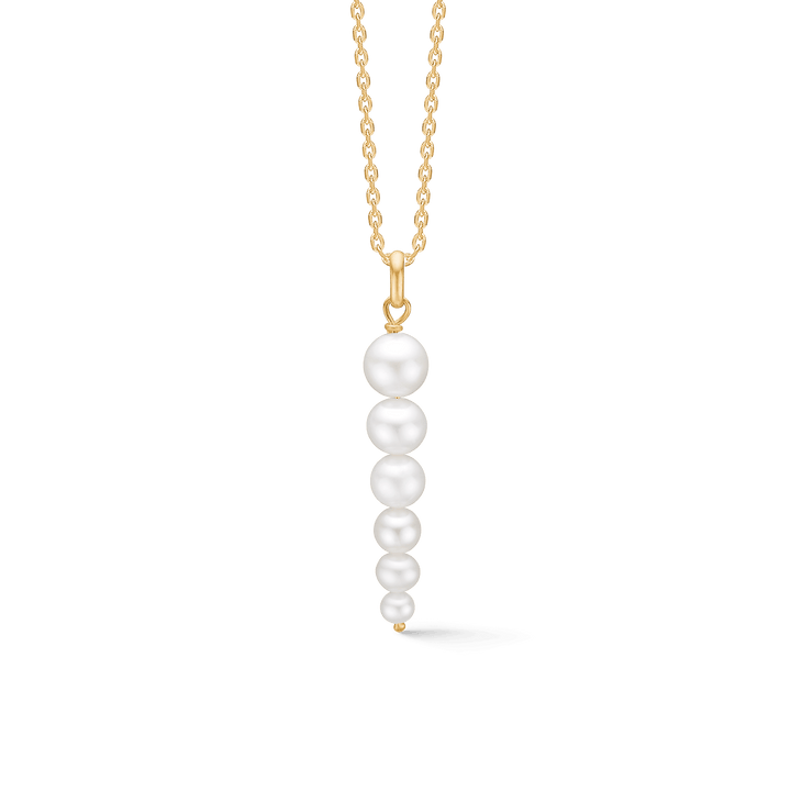 Mads Z Ida hänge i 8 karat guld med fem vita odlade pärlor på en kedja. Modell 3333103-1