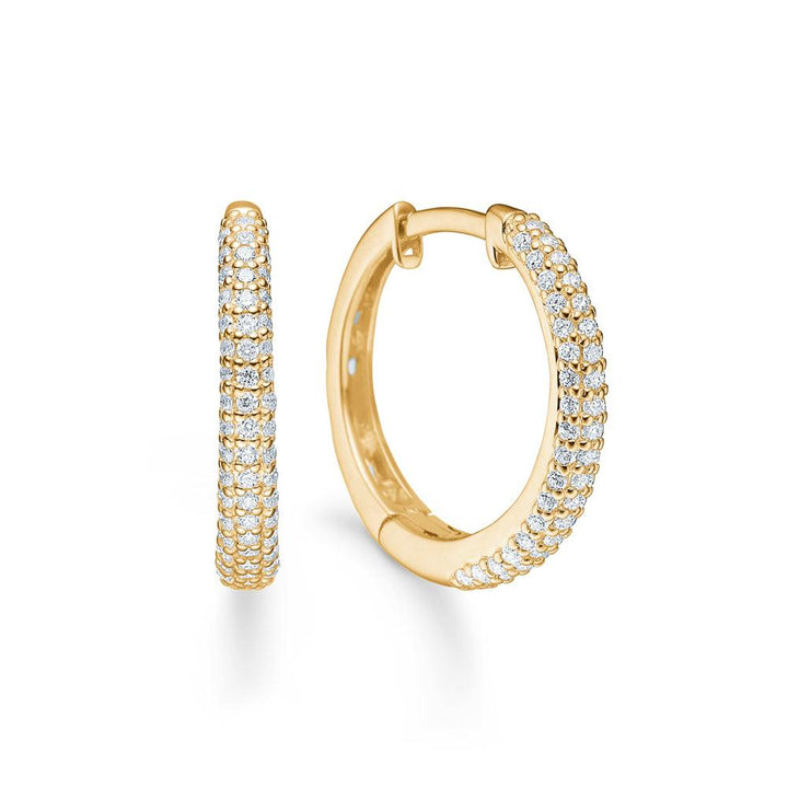 Mads Z La Boheme 8kt guld kreolzirkoner, eleganta runda örhängen med glänsande stenar, modell 3317031-1