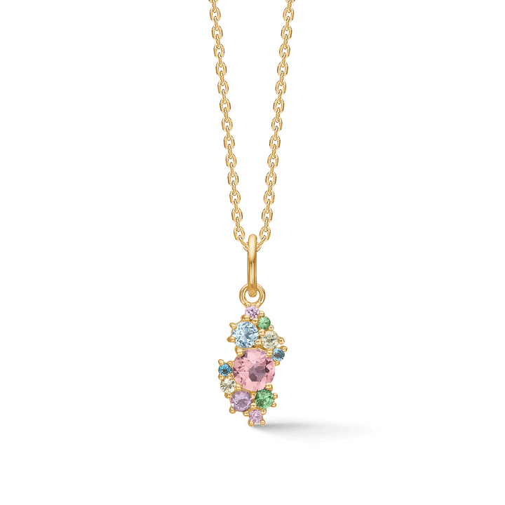 Mads Z Little Princess hänge i 14 karat guld med färgglada ädelstenar framifrån, modell 1536099-1